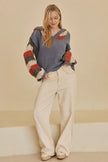 Hooded Stripe Crochet Sweater - Mello