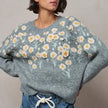 Daisy Embossed 3D Floral Knit Sweater - Urban Daizy