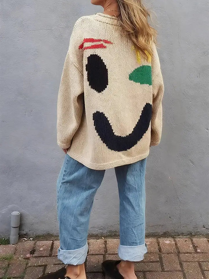 Playful Face Knit Sweater