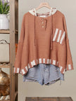 Color Block Stripe Hoodie Rust Sweater - Mello