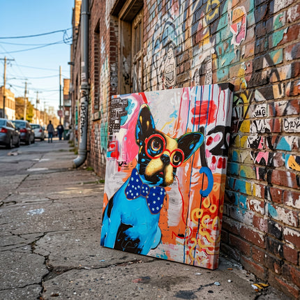 Whimsical Pop-Art Boston Terrier Canvas