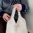 Cute Bow Know Cream Knit Handbag