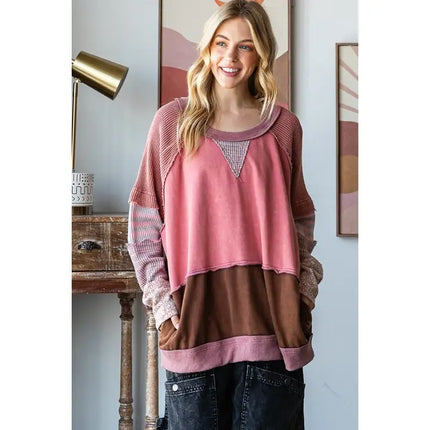 Oli&Hali Berry Long Sleeve Mixed Print Top
