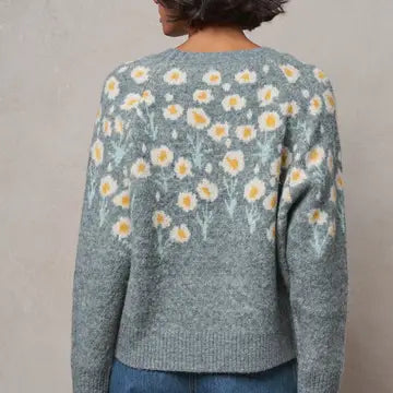 Daisy Embossed 3D Floral Knit Sweater - Urban Daizy