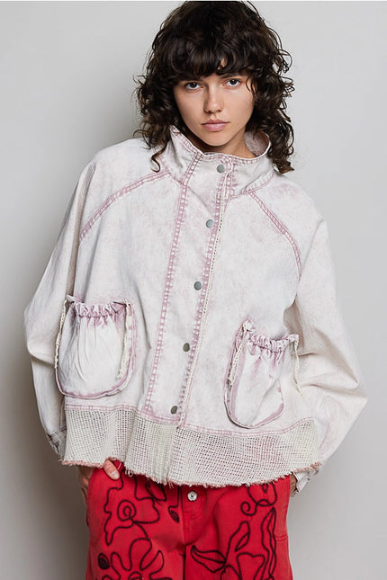 Pink Marble Patch Pockets Jacket - POL