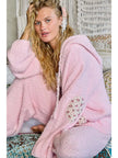 Floral Printed Cozy Berber Pink Jacket - POL