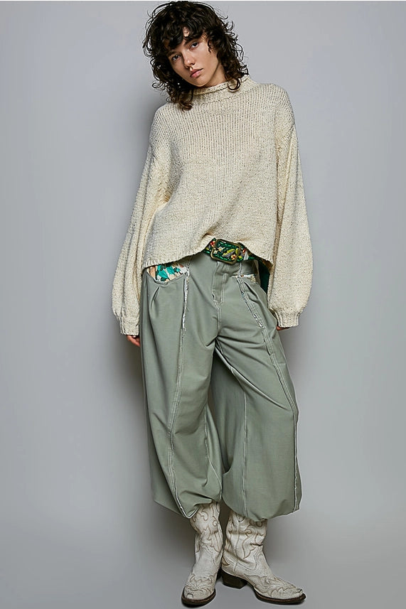 Cream Rolling Edge Sweater - POL