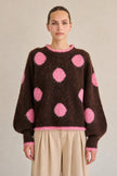 Retro Dot Fuzzy Sweater - Jade By Jane