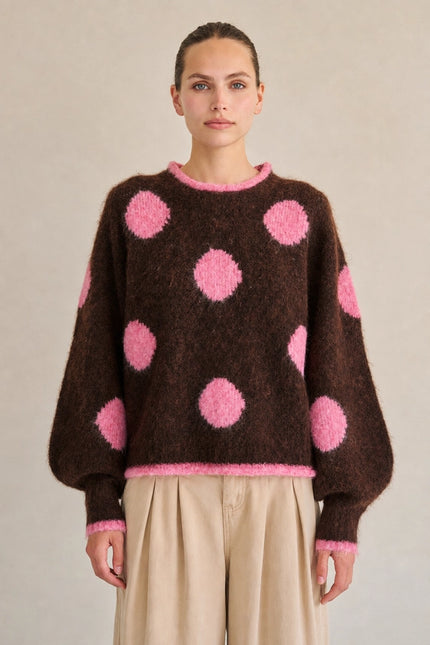 Retro Dot Fuzzy Sweater - Jade By Jane