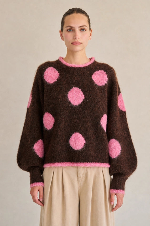 Retro Dot Fuzzy Sweater - Jade By Jane