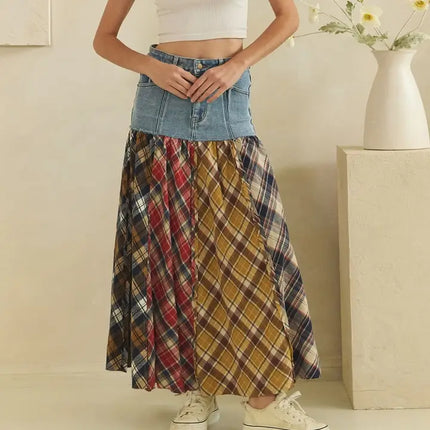 Oli&Hali Denim Plaid Flannel Skirt