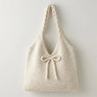 Cute Bow Know Cream Knit Handbag