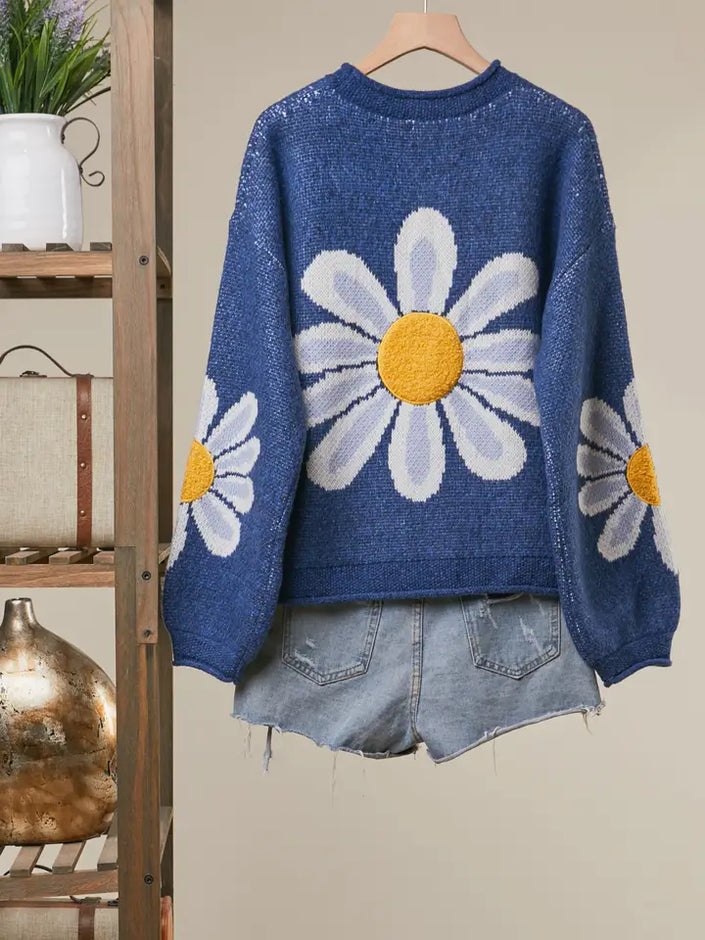 Mello Oversized Daisy Knit Sweater