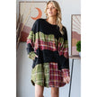 Oli&Hali Black Patchwork Plaid Tunic Top
