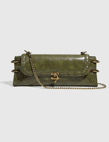 Vintage Square Green Shoulder Bag w/Chain Strap