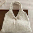 Cute Bow Know Cream Knit Handbag
