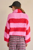 Striped Pink/Red Knit Sweater & Scarf - Jade By Jane
