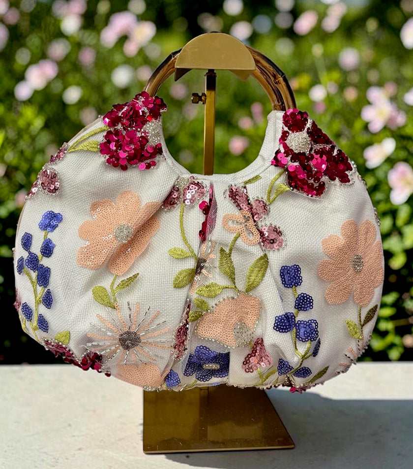 Floral Sequin Embroidered Bag
